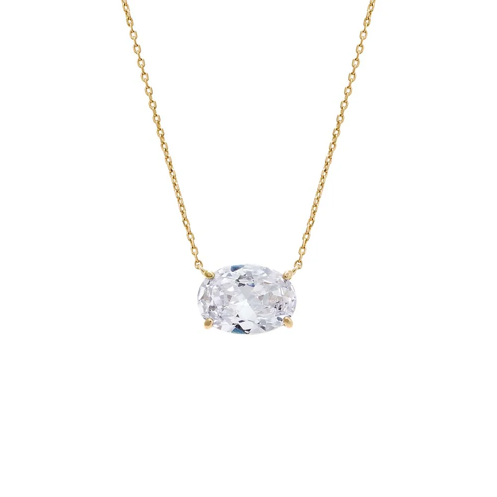 CZ Oval Shape Pendant Necklace