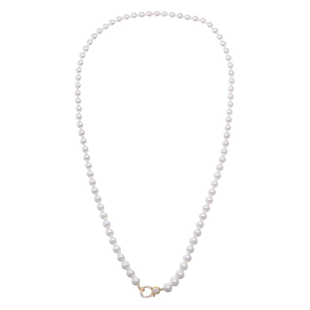 Fancy Freshwater Pearl Pave Carabiner Clasp Necklace