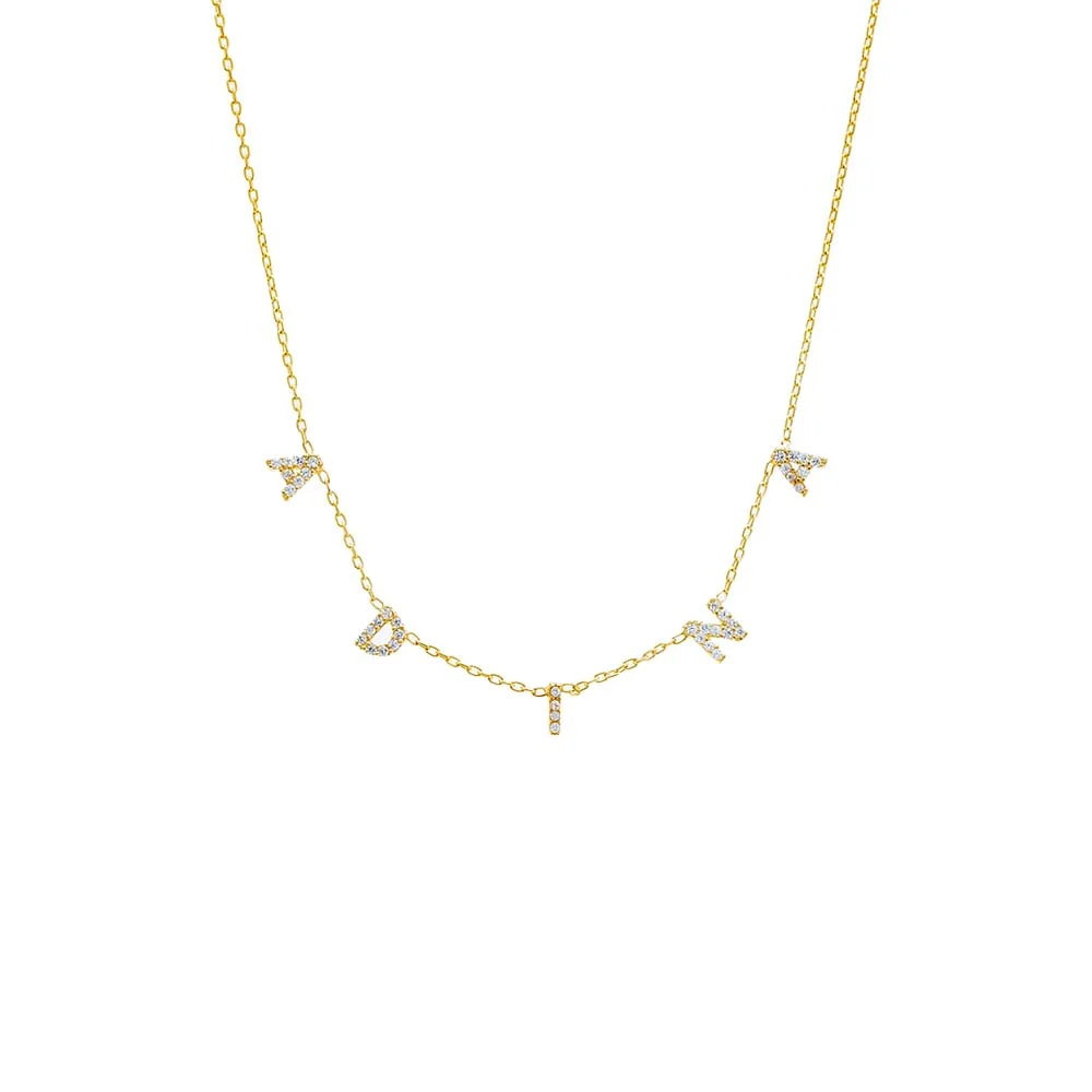 Mini Pavé Block Name Necklace