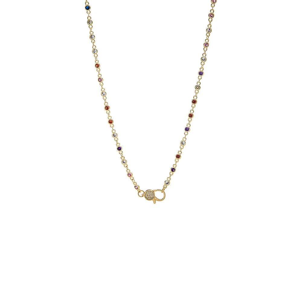 CZ Rainbow Chain Pave Lobster Clasp Necklace