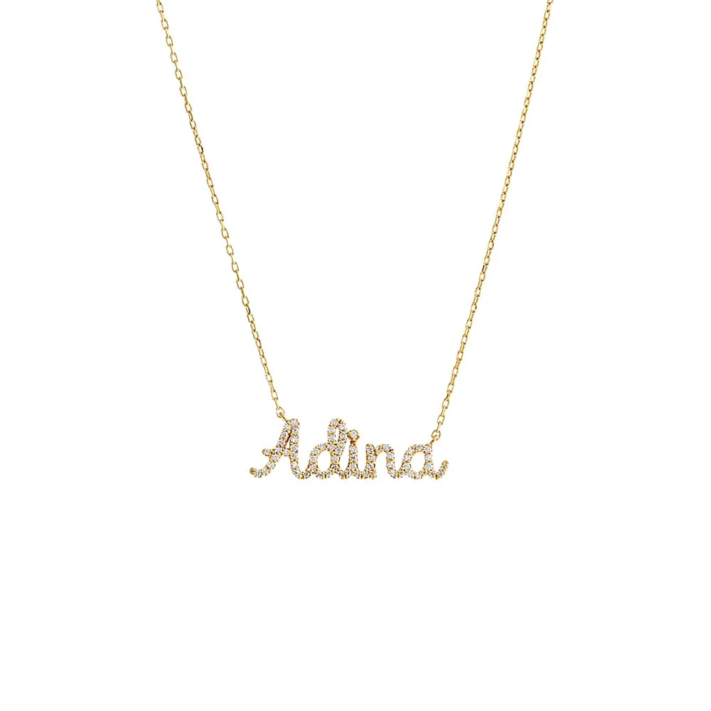 Pave Script Nameplate Necklace