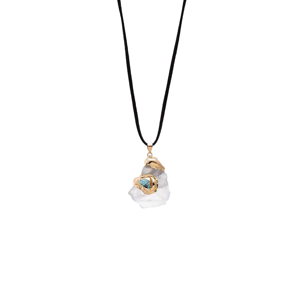 Turquoise Snake Wrap Stone Charm Necklace