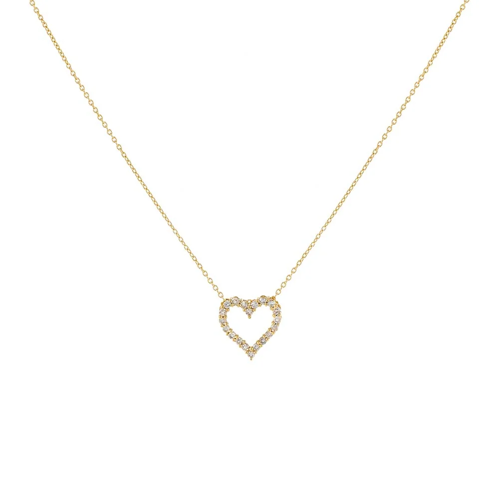 Classic Diamond Heart Necklace 14K