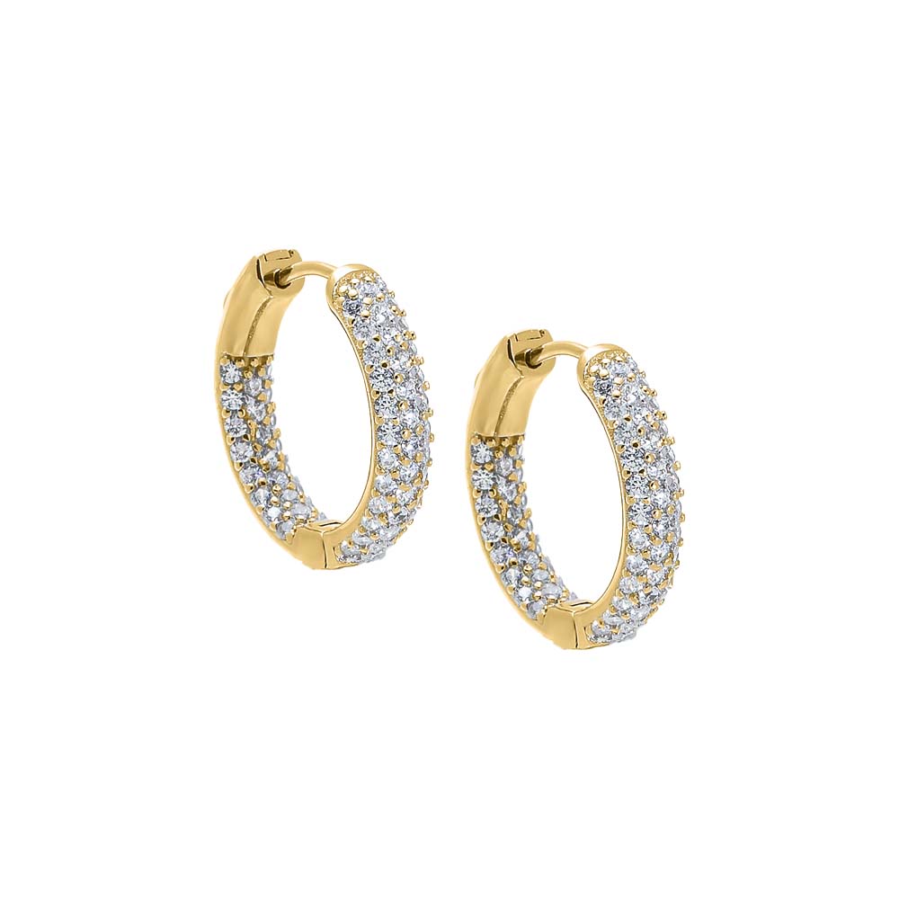 Pave Rounded Inside Out Hoop Earring