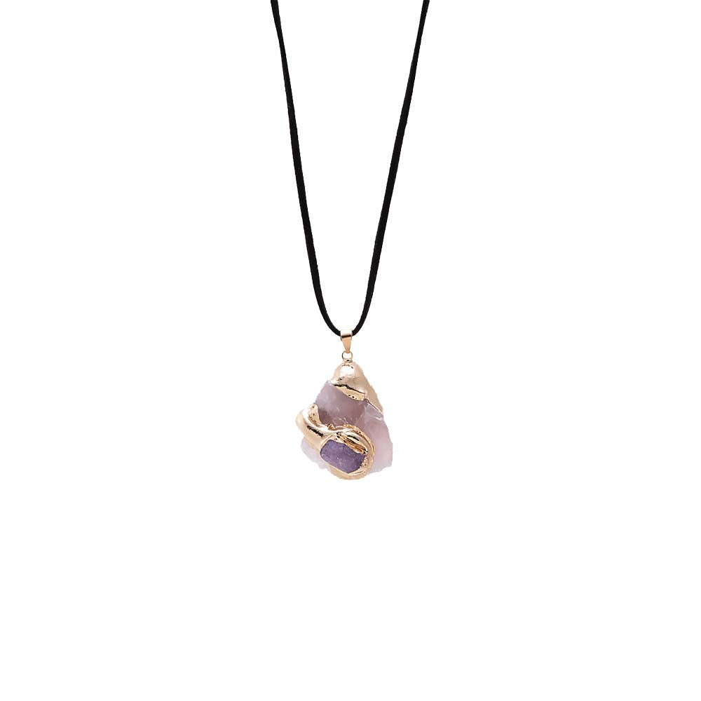 Amathyst Snake Wrap Stone Charm Necklace