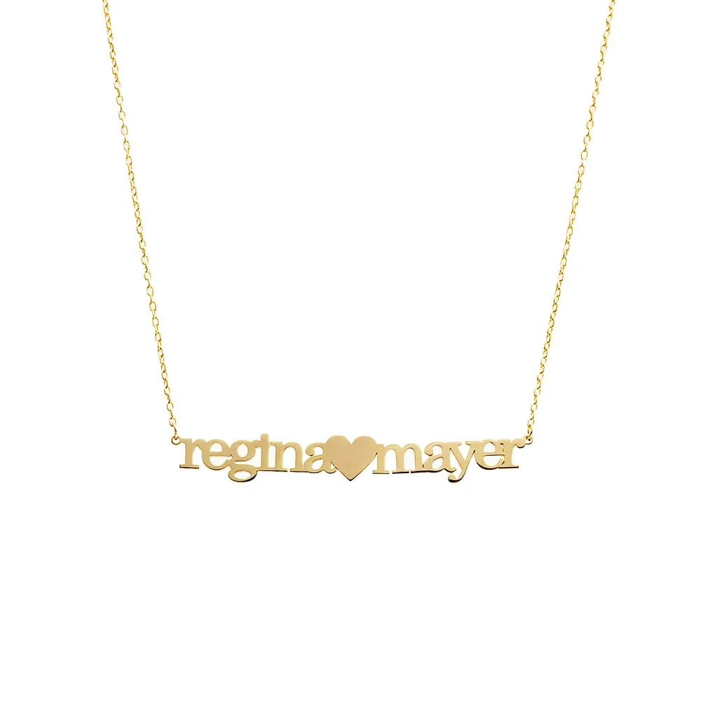 Solid Lowercase Heart Double Name Necklace
