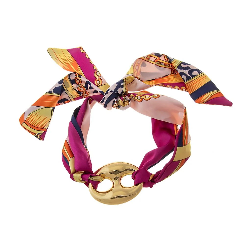 Gold Mariner Vibrant Scarf Chain Necklace