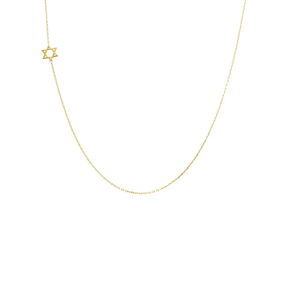 Solid Sideways Star of David Necklace 14K
