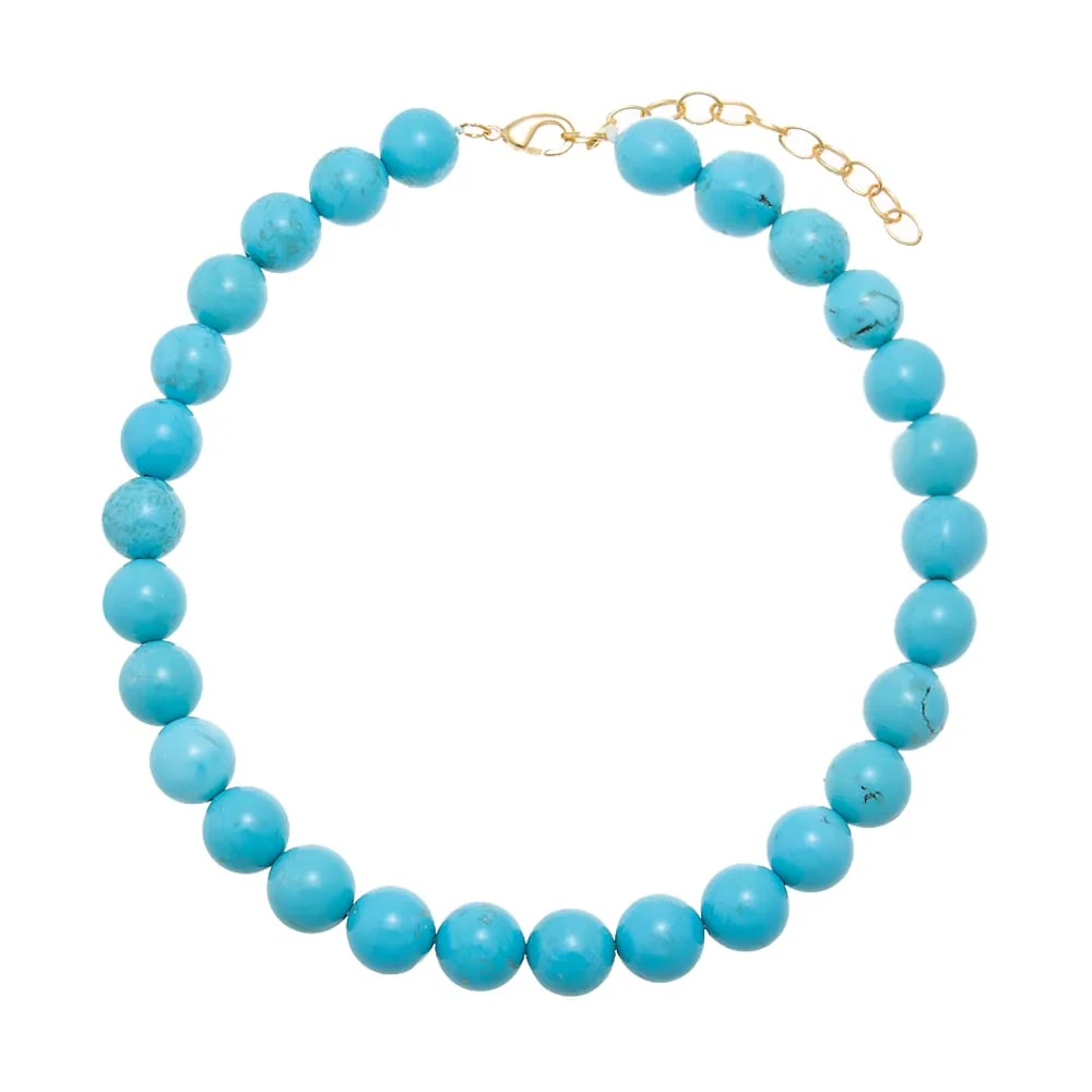 Turquoise Natural Stone Ball Chain Necklace