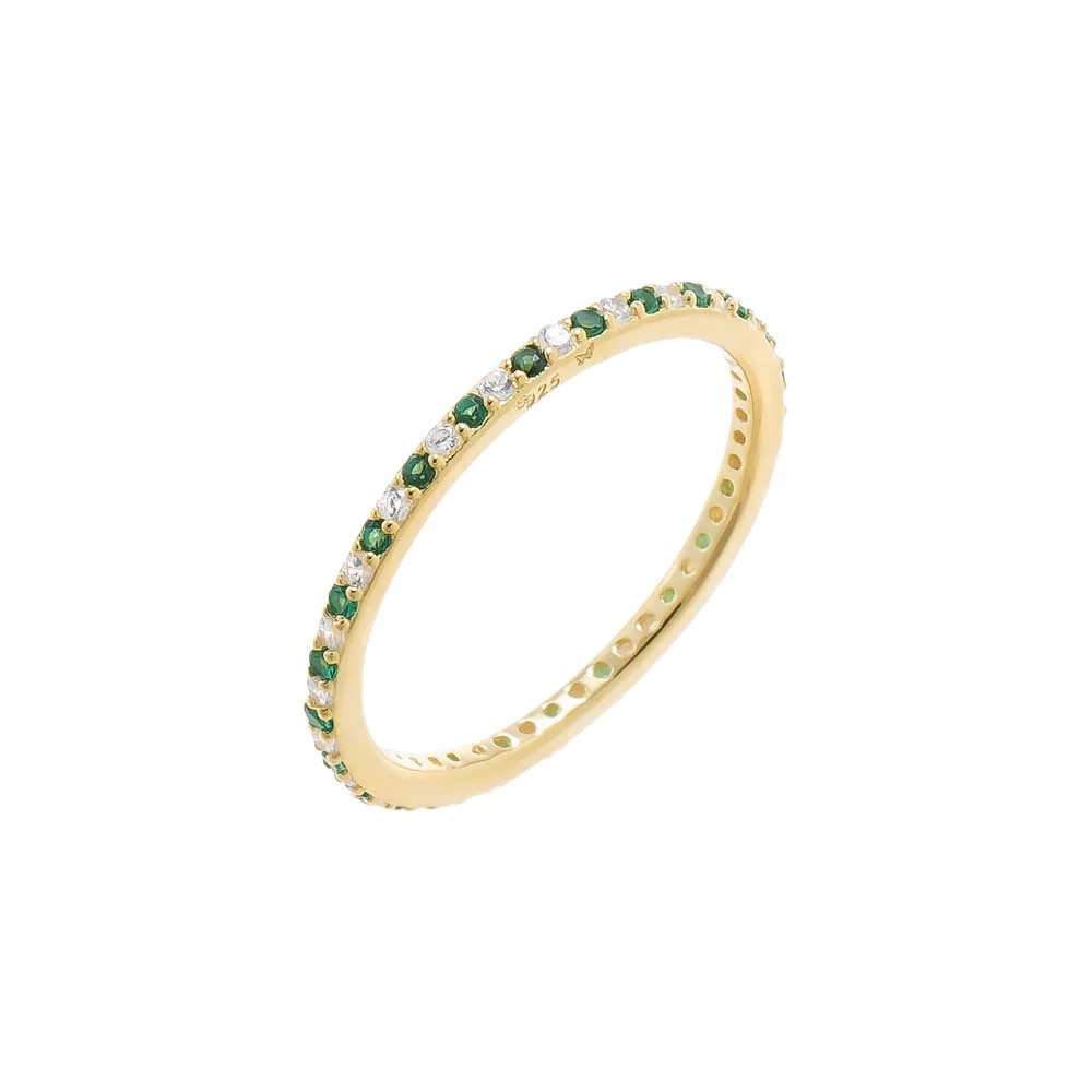 CZ Emerald Green Prong Round Eternity Band