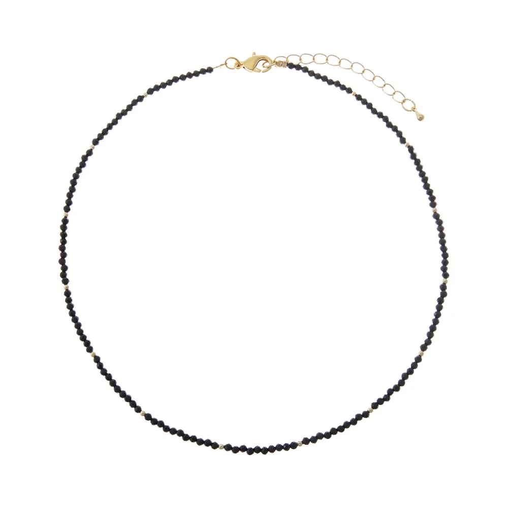 Black Spinel GemStone Beaded Choker Necklace