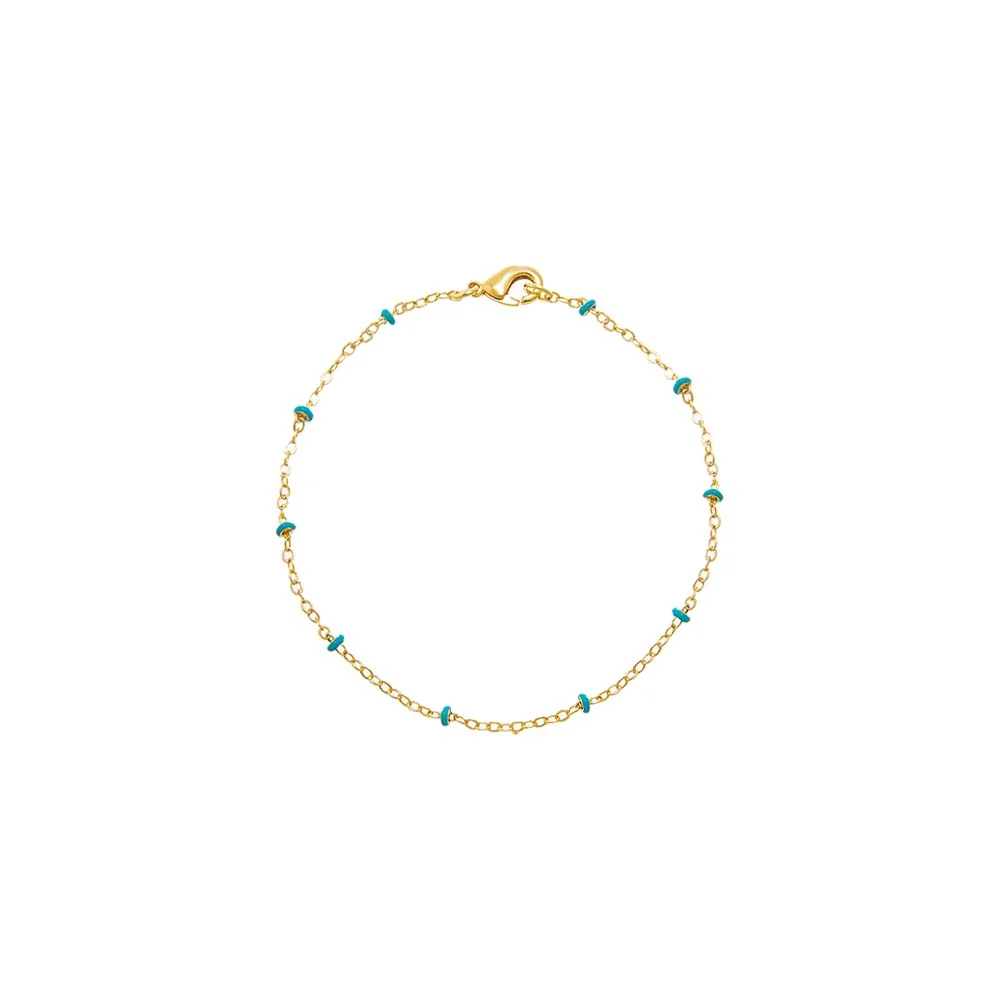 Colored Enamel Beaded Link Chain Bracelet