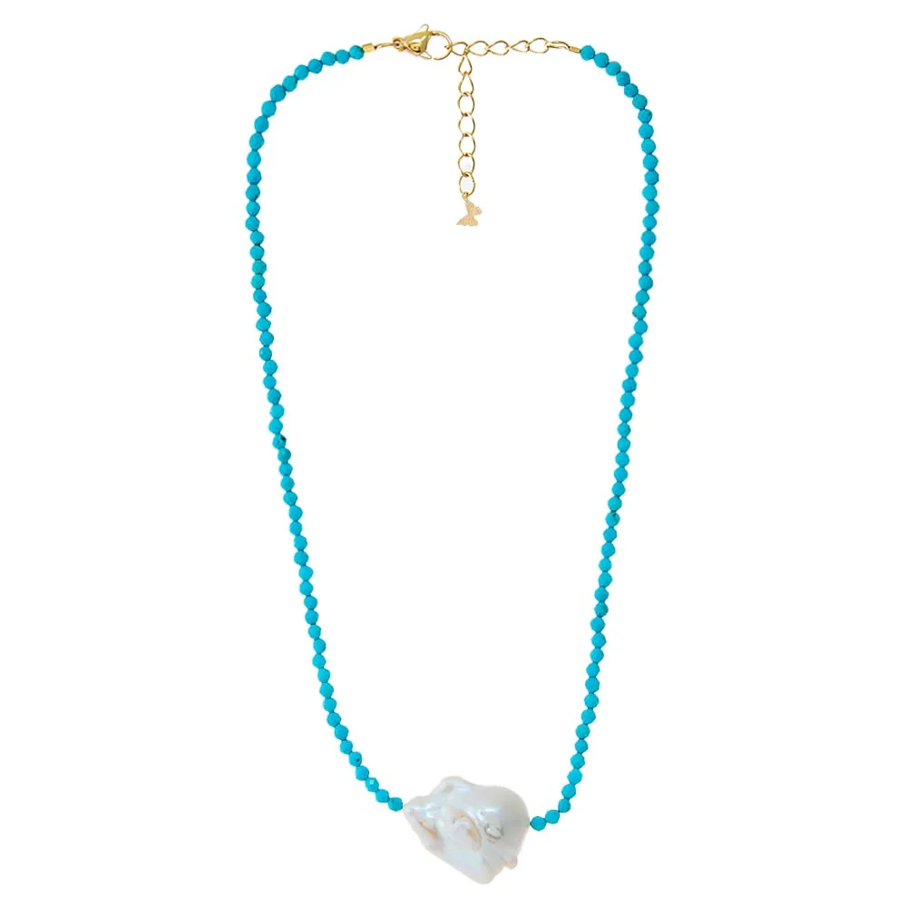 Colored Beaded Chain Baroque Pearl Choker