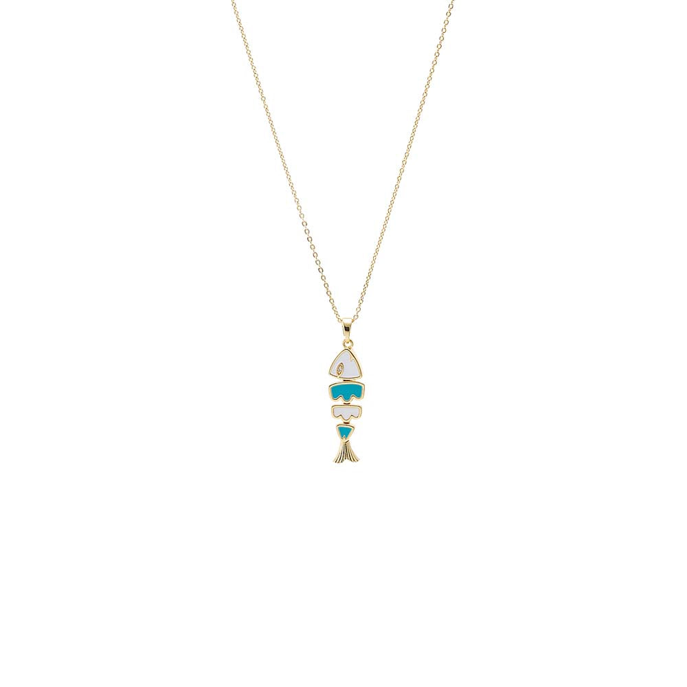 Colored Enamel Fish Pendant Necklace