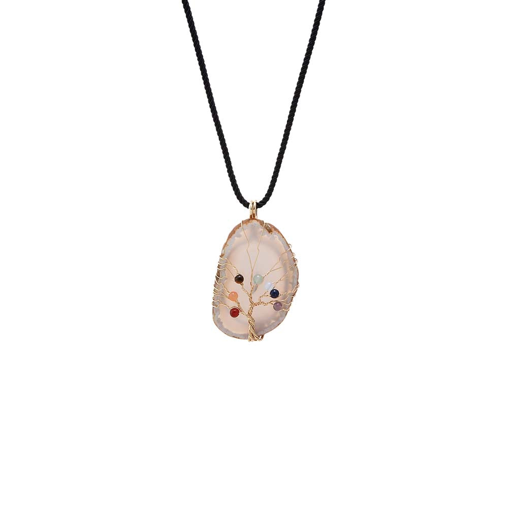Natural Stone Tree Of Life Charm Necklace