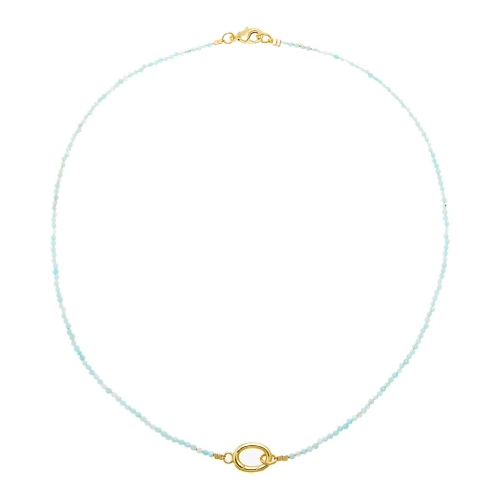 Amazonite Natural Stone Beaded Chain Clicker Necklace