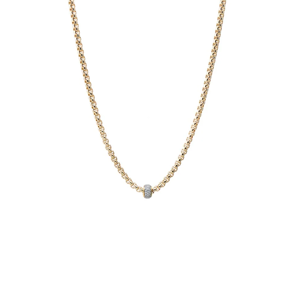 Pave Rondelle Wide Box Link Necklace