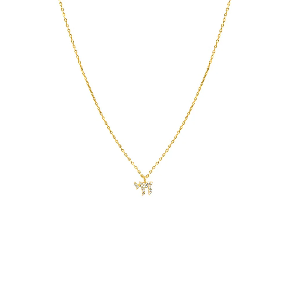 Mini Pave Chai Pendant Necklace