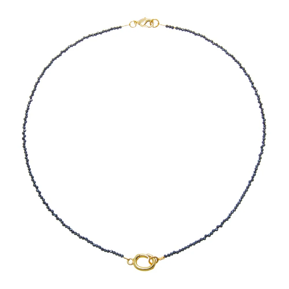 Hematite Natural Stone Beaded Chain Clicker Necklace