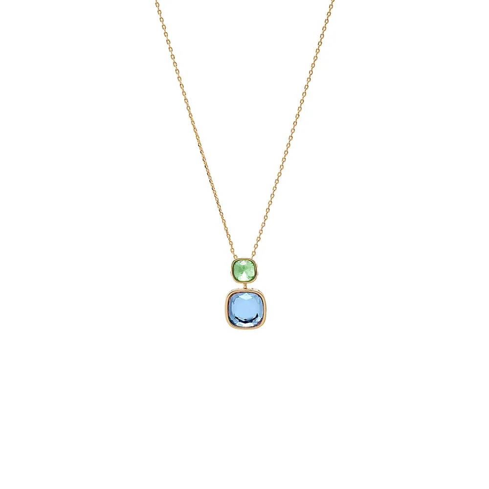 Multi-Color Double Graduated Square Pendant Necklace