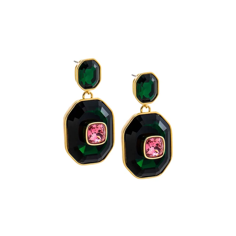 Fancy Square Octagon Drop Stud Earring