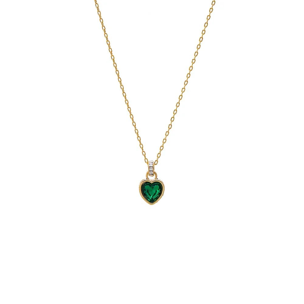 Emerald Green Heart Bezel Pendant Necklace
