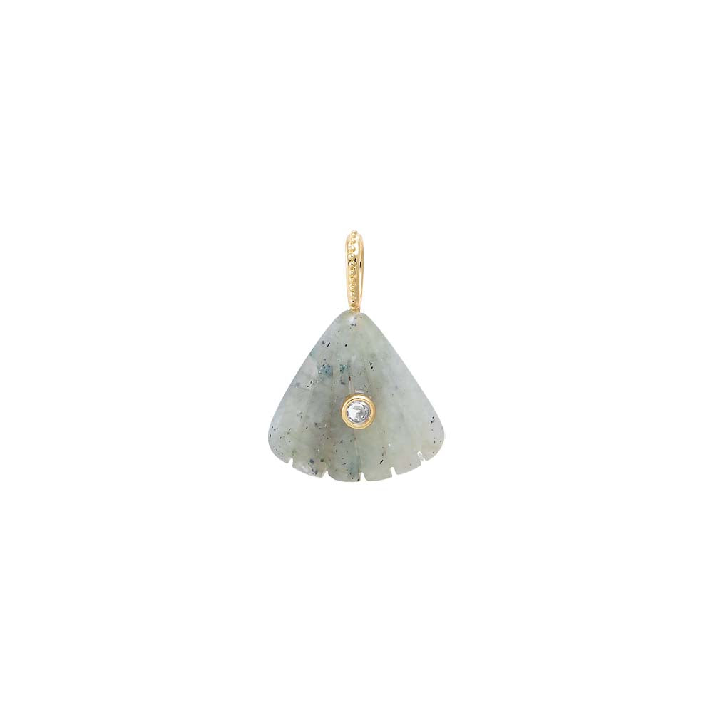 Colored CZ Bezel Natural Stone Fan Charm
