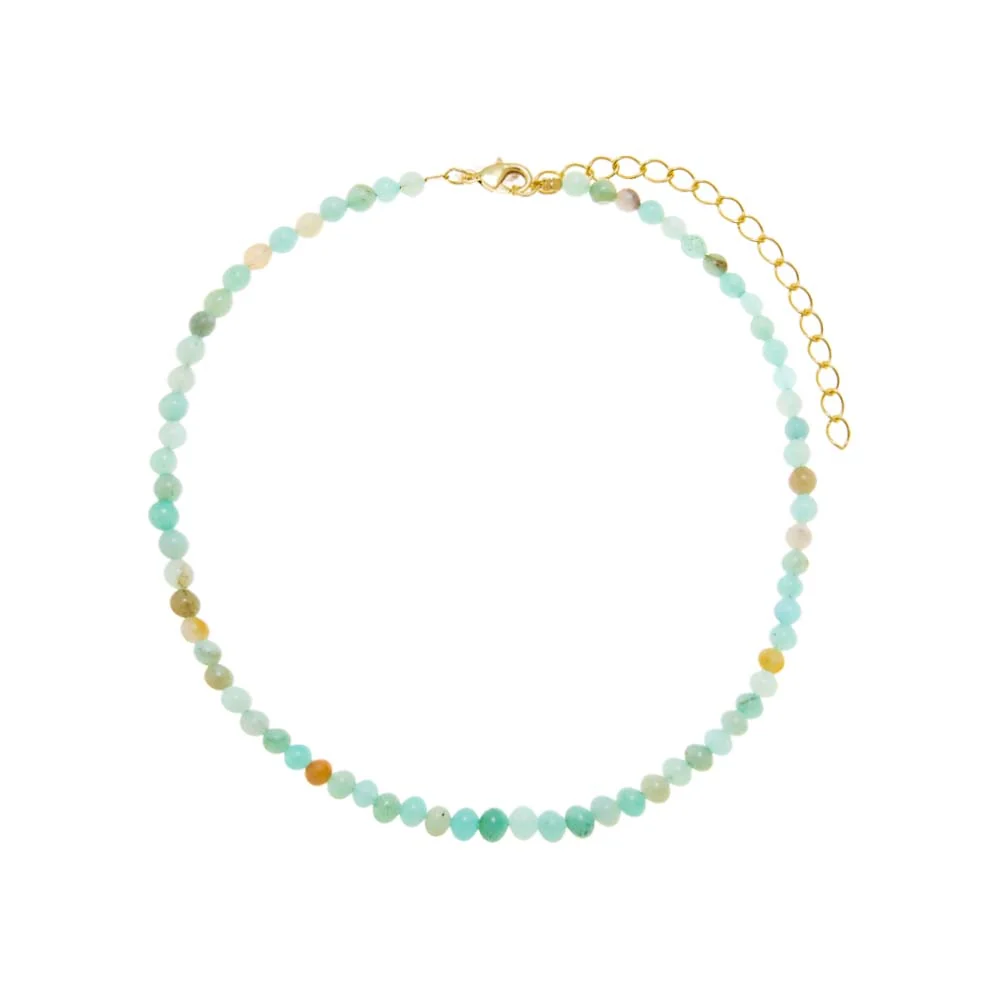 Amazonite Natural Stone Beaded Chain Choker