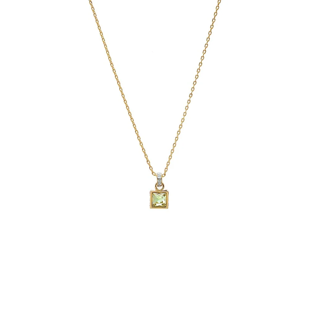 Yellow Citrine Square X Baguette Pendant Necklace