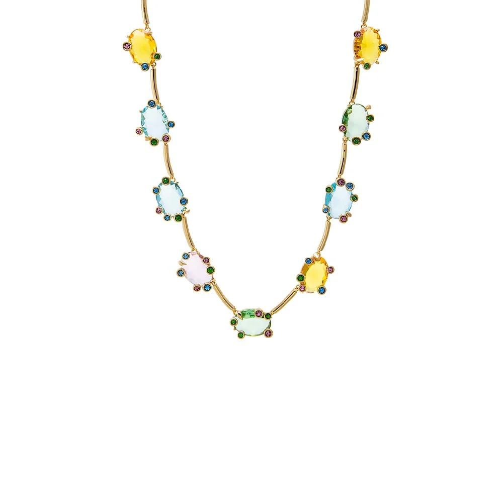 Multi Color Oval Wire Tennis Necklace