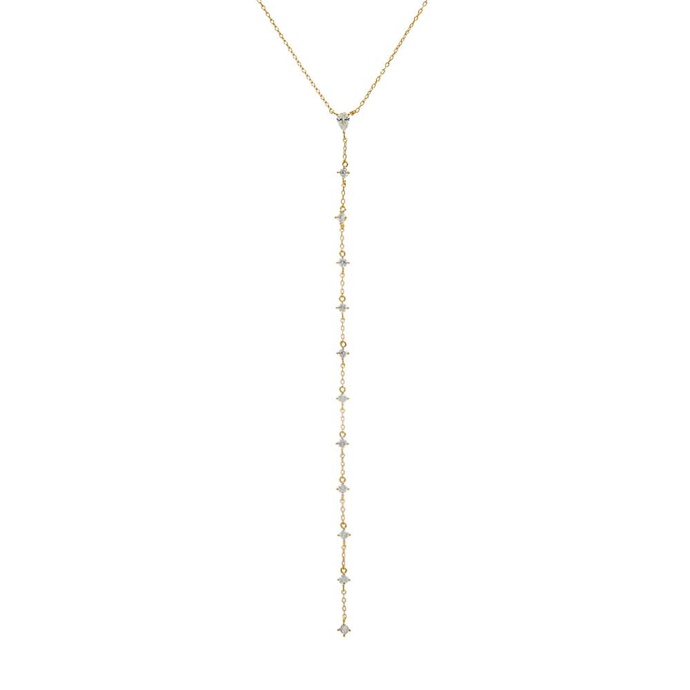 Teardrop CZ Lariat Necklace