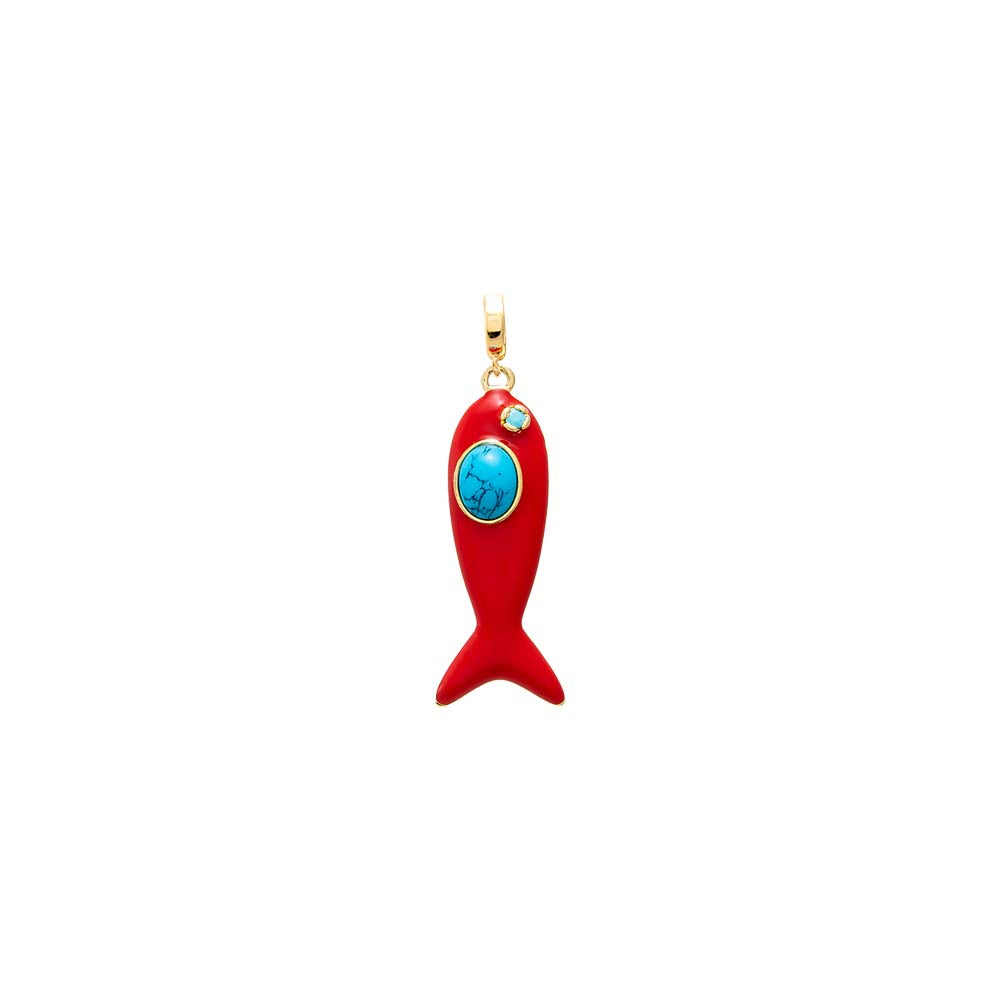 Turquoise/Colored Enamel Fish Charm