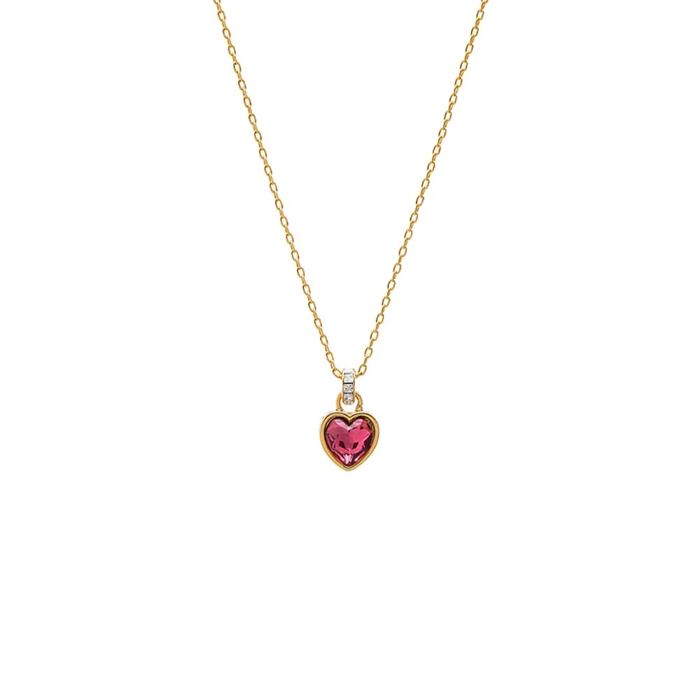 Pink Heart Bezel Pendant Necklace
