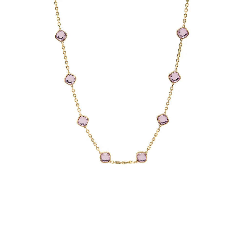 Colored CZ Square Bezel Necklace