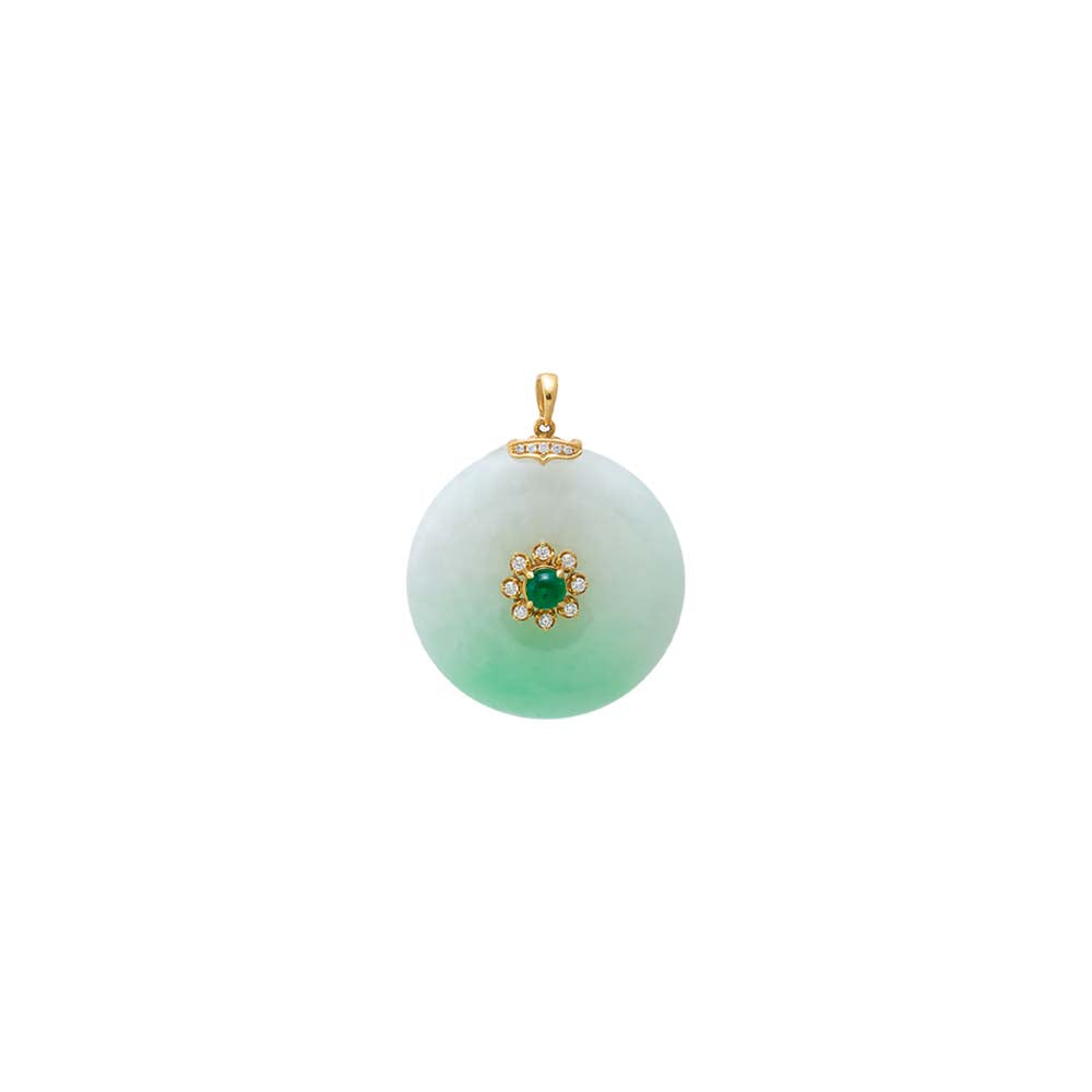 Imperial Jade Blossom Pendant 18K