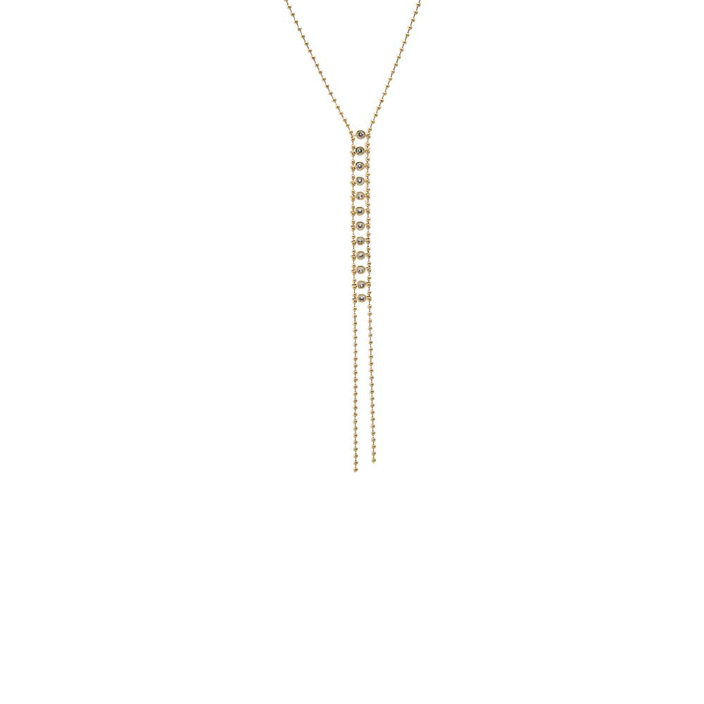 Beaded Ball Bezeled Lariat Necklace