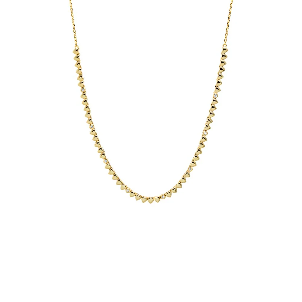 CZ Bezel Half Chain Tennis Necklace