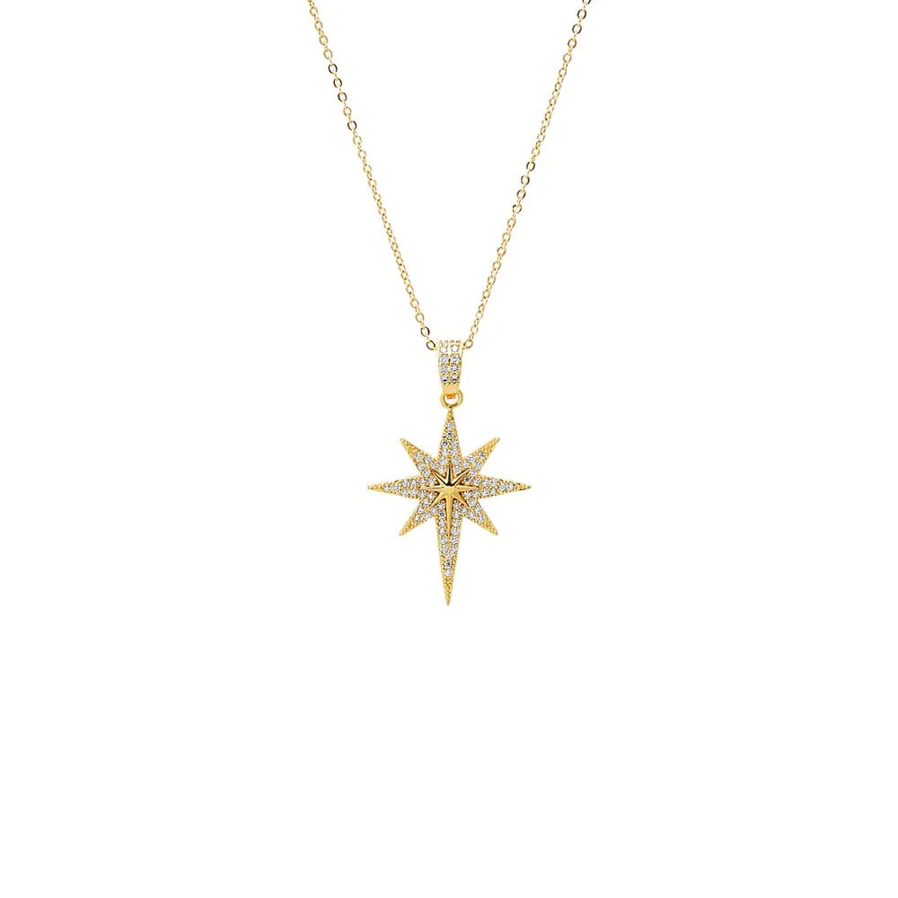 Pave Elongated Starburst Pendant Necklace