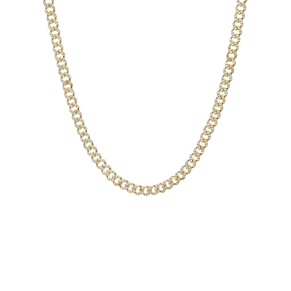 CZ Pave Cuban Choker Necklace