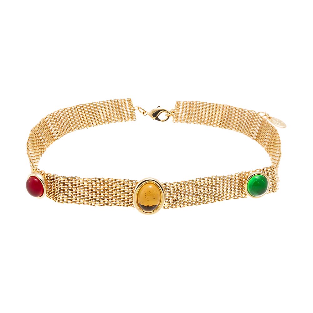 Vintage Inspired Mesh Gem Choker