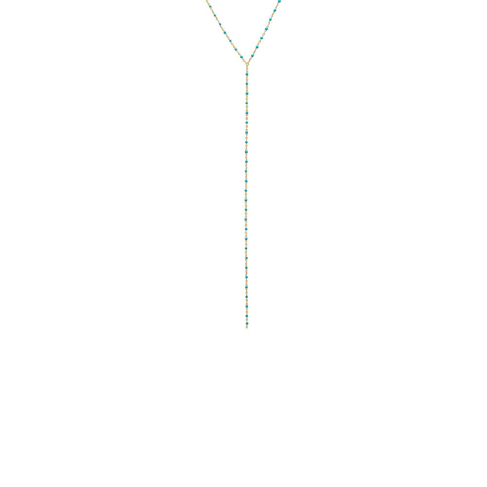 Turquoise Enamel Beaded Chain Lariat