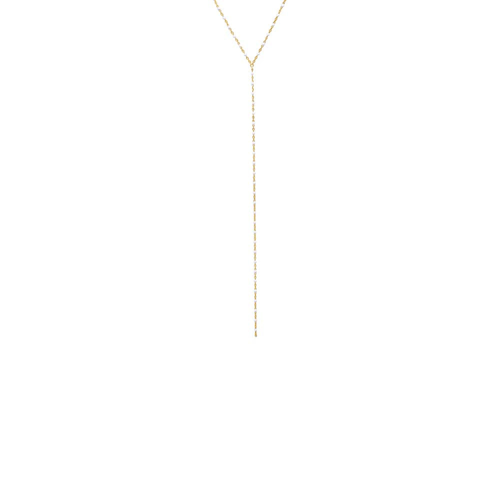 White Enamel Beaded Chain Lariat Necklace