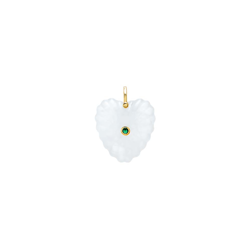 CZ Bezel Heart Natural Stone Charm