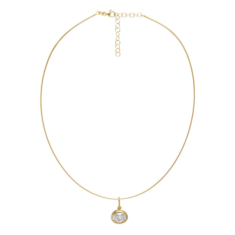 Lab Grown Diamond Oval Bezel Omega Chain Necklace 14K