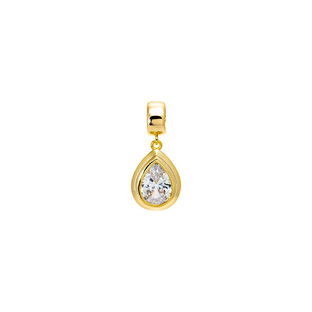 Colored CZ Pear Bezel Pendant