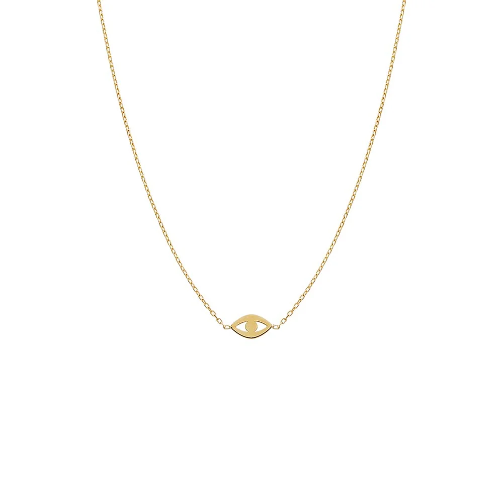 Mini Solid Evil Eye Necklace 14K