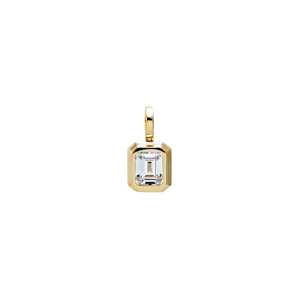 CZ Emerald Cut Solitaire Basket Charm