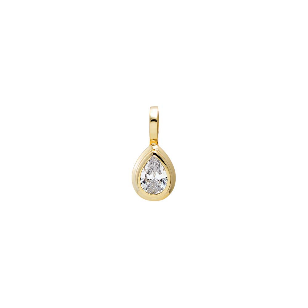CZ Pear Double Layer Bezel Charm