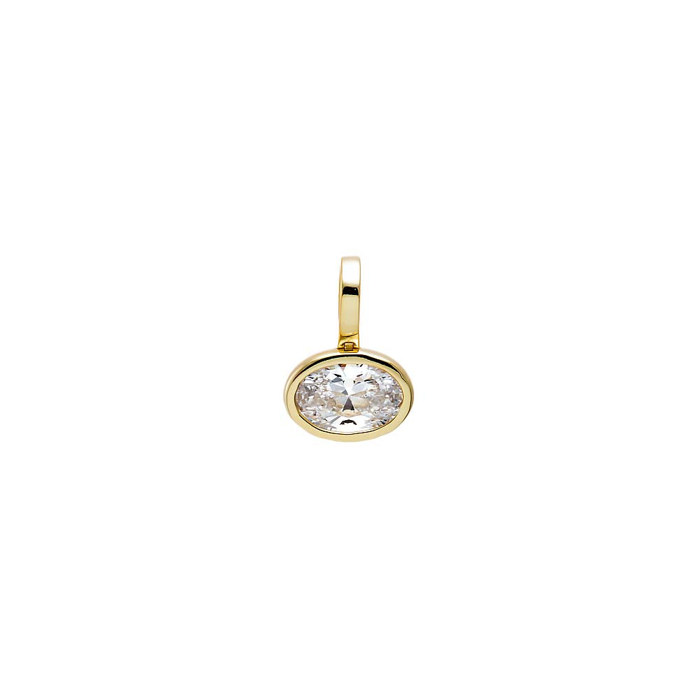 CZ Oval Thick Bezel Charm