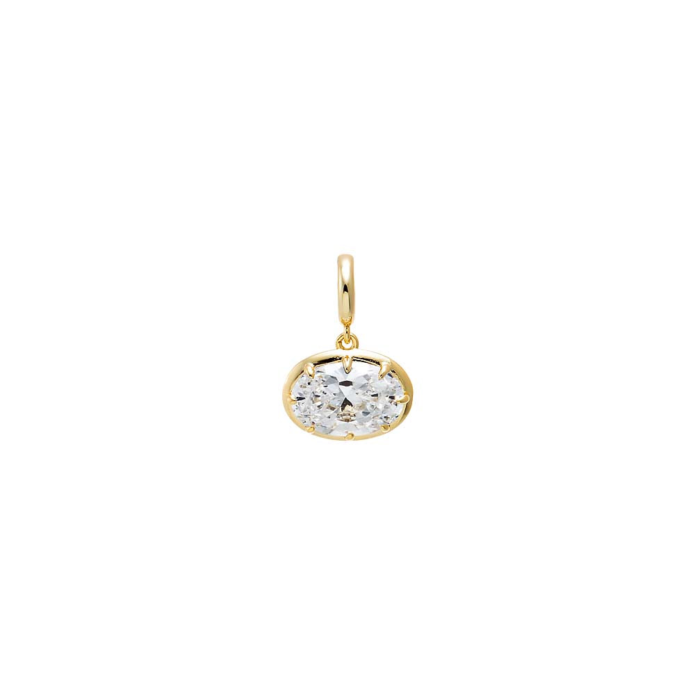 CZ Pear Cut Solitaire Basket Charm